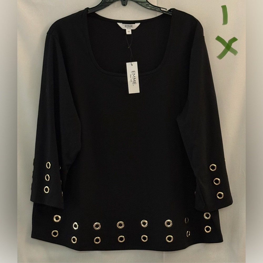 Enny Women's Black Grommet Detail Blouse